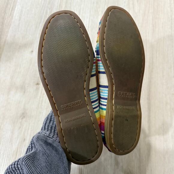 Sperry Top Sider Women's Brown Rainbow Striped Boat Shoe Size 7 - Picture 6 of 8